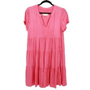 Maeve Tiered Ruffle Dress Women S Pink Barbie Boho Coastal Resort Beach Coquette